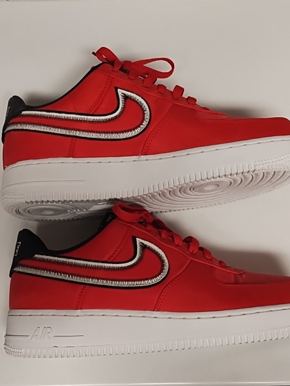Nike Air Force 1 Low Reverse Stitch| Size 10| University Red, Black, White